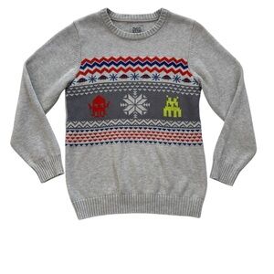 365 Kids Garanimals Retro Gamer Pixel Alien FairIsle Knit Sweater Gray Size 10
